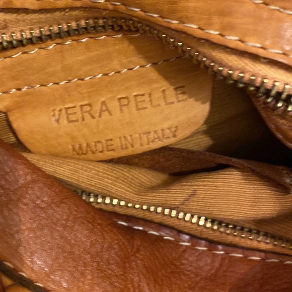 VERA PELLE  Made in Italy Woven Tan Leather Shoulder Bag / crossbody bag . - Picture 9 of 11